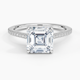 Luxe Lissome Diamond Engagement Ring with a Asscher cut diamond in white gold — top view