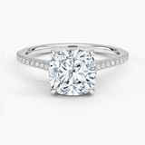 Luxe Lissome Diamond Engagement Ring with a Cushion cut diamond in white gold — top view