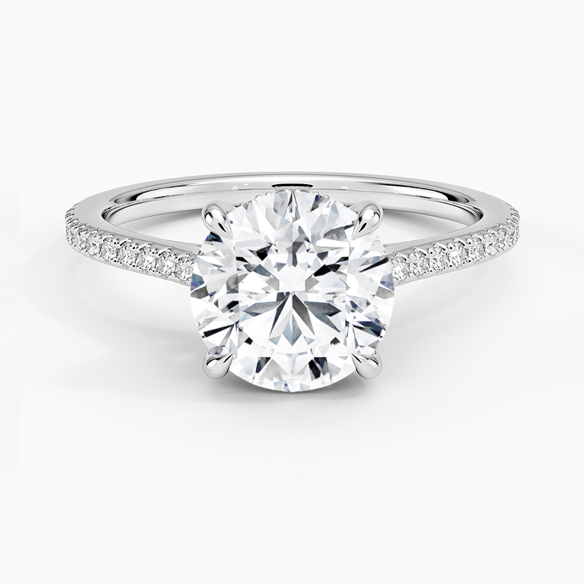Luxe Lissome Diamond Engagement Ring with a Round cut diamond in white gold — top view