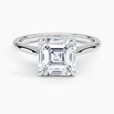 Dawn Diamond Engagement Ring with a Asscher cut diamond in white gold — top view