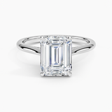 Dawn Diamond Engagement Ring with a Emerald cut diamond in white gold — top view