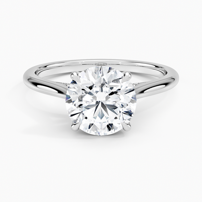 Dawn Diamond Engagement Ring with a Round cut diamond in white gold — top view