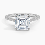 Luxe Dawn Diamond Engagement Ring with a Asscher cut diamond in white gold — top view