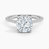 Luxe Dawn Diamond Engagement Ring with a Cushion cut diamond in white gold — top view