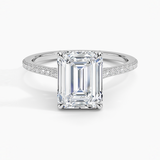 Luxe Dawn Diamond Engagement Ring with a Emerald cut diamond in white gold — top view