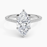 Luxe Dawn Diamond Engagement Ring with a Marquise cut diamond in white gold — top view