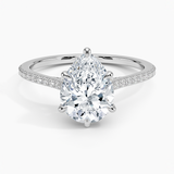 Luxe Dawn Diamond Engagement Ring with a Pear cut diamond in white gold — top view
