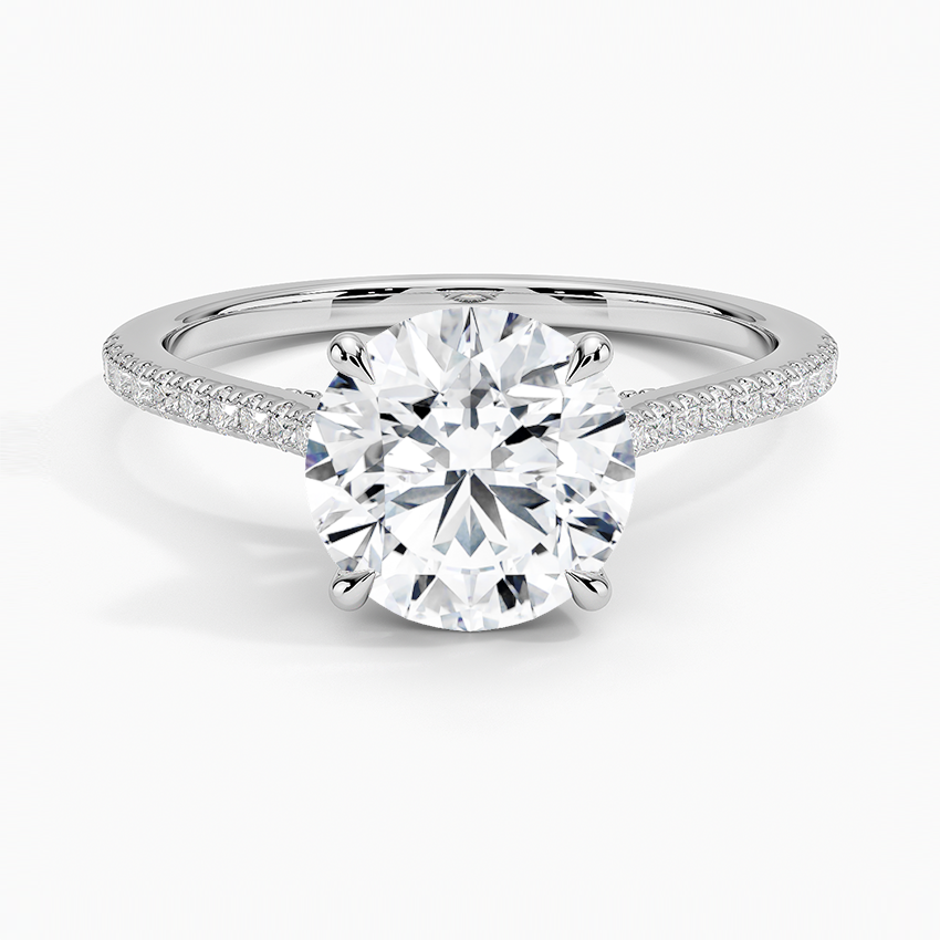 Luxe Dawn Diamond Engagement Ring with a Round cut diamond in white gold — top view