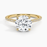 Luxe Dawn Diamond Engagement Ring with a Round cut diamond in yellow gold — top view