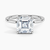 Lumiere Diamond Engagement Ring with a Asscher cut diamond in white gold — top view