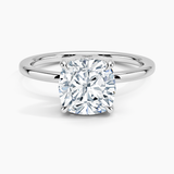 Lumiere Diamond Engagement Ring with a Cushion cut diamond in white gold — top view
