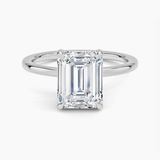 Lumiere Diamond Engagement Ring with a Emerald cut diamond in white gold — top view