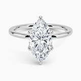 Lumiere Diamond Engagement Ring with a Marquise cut diamond in white gold — top view