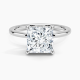 Lumiere Diamond Engagement Ring with a Princess cut diamond in white gold — top view