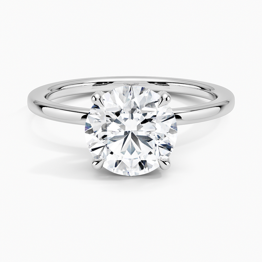 Lumiere Diamond Engagement Ring with a Round cut diamond in white gold — top view