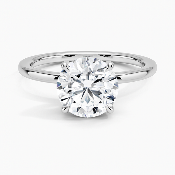 Lumiere Diamond Engagement Ring with a Round cut diamond in white gold — top view