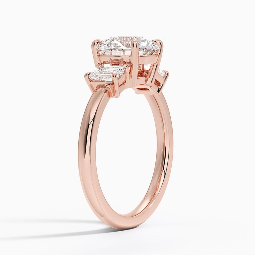 Rhiannon Emerald Cut Three Stone Diamond Engagement Ring