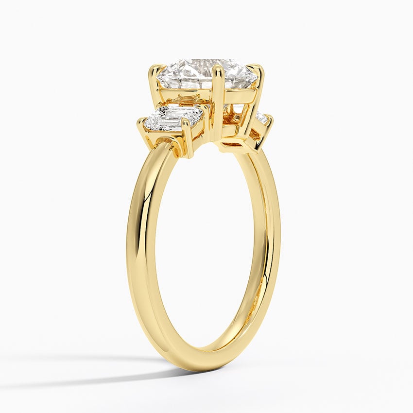 Rhiannon Emerald Cut Three Stone Diamond Engagement Ring