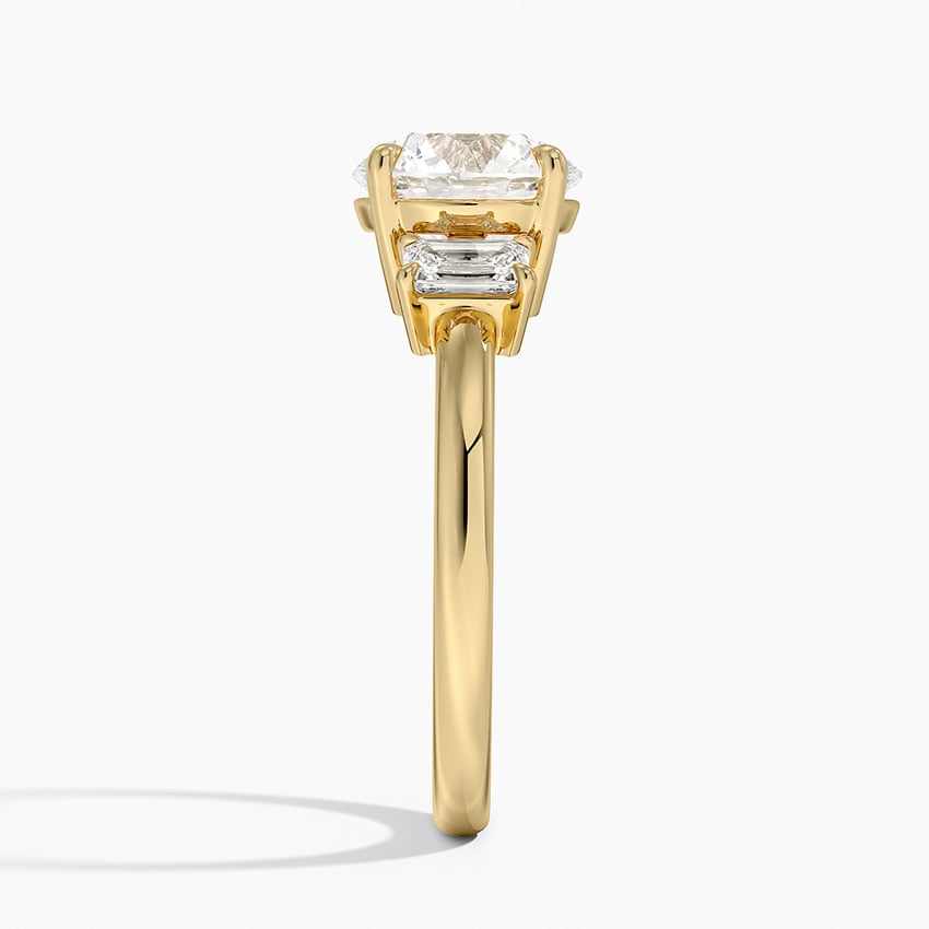 Rhiannon Emerald Cut Three Stone Diamond Engagement Ring