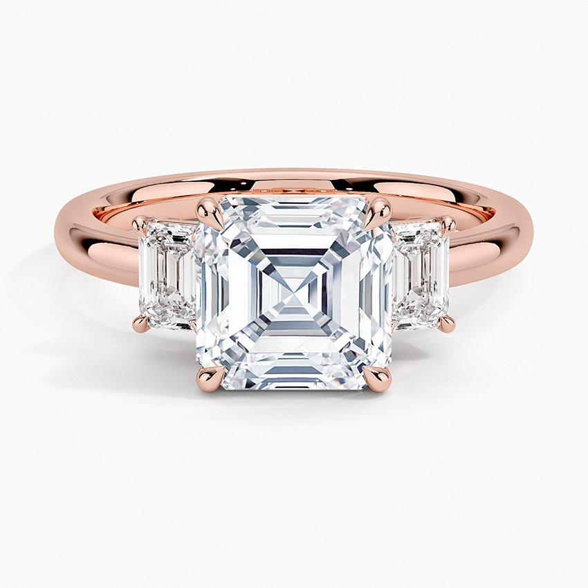 Rhiannon Emerald Cut Three Stone Diamond Engagement Ring