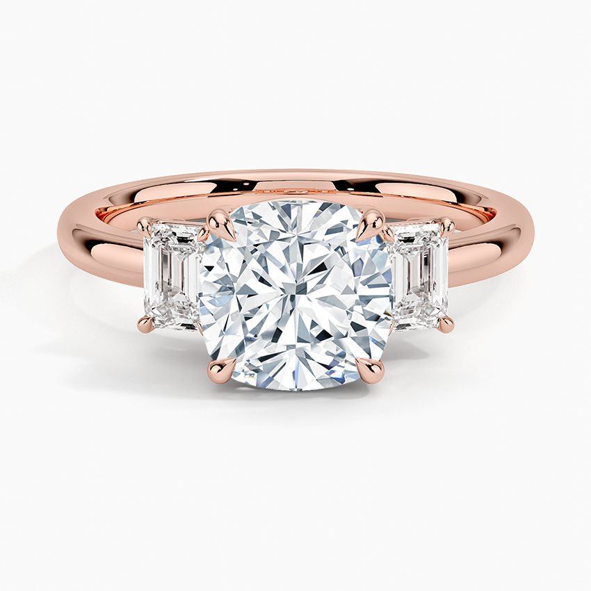 Rhiannon Emerald Cut Three Stone Diamond Engagement Ring