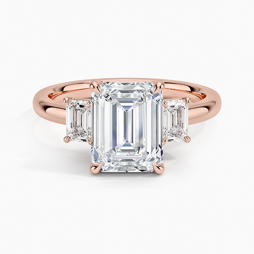 Rhiannon Emerald Cut Three Stone Diamond Engagement Ring