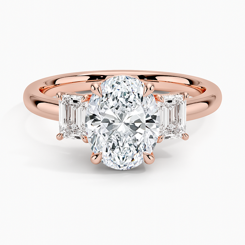 Rhiannon Emerald Cut Three Stone Diamond Engagement Ring