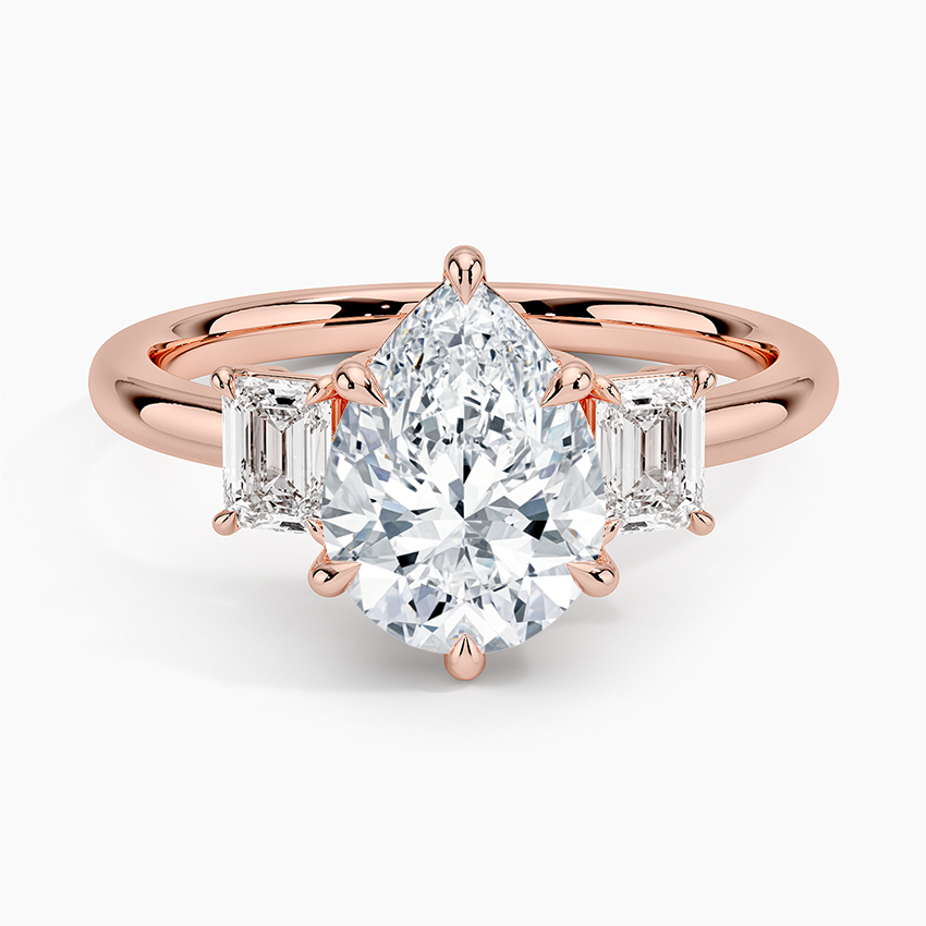 Rhiannon Emerald Cut Three Stone Diamond Engagement Ring