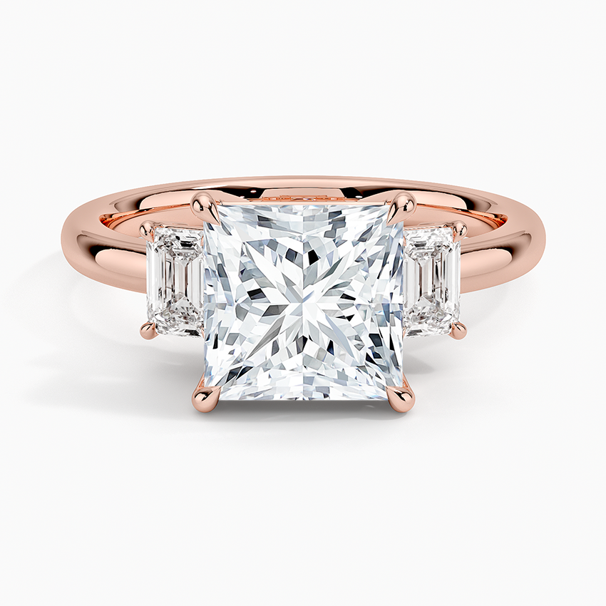Rhiannon Emerald Cut Three Stone Diamond Engagement Ring