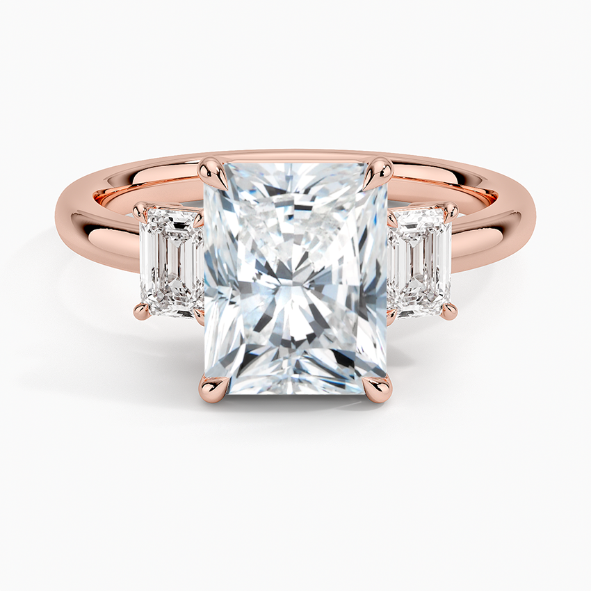 Rhiannon Emerald Cut Three Stone Diamond Engagement Ring