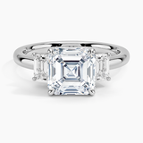 Rhiannon Emerald Cut Three Stone Diamond Engagement Ring