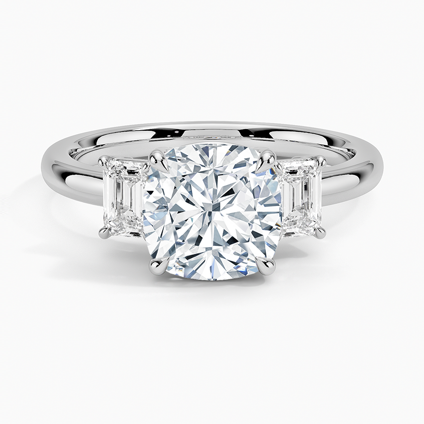 Rhiannon Emerald Cut Three Stone Diamond Engagement Ring