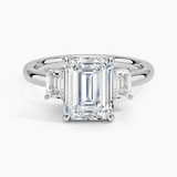 Rhiannon Emerald Cut Three Stone Diamond Engagement Ring