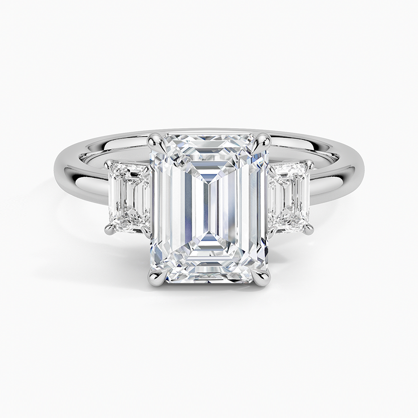 Rhiannon Emerald Cut Three Stone Diamond Engagement Ring