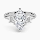 Rhiannon Emerald Cut Three Stone Diamond Engagement Ring