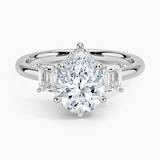 Rhiannon Emerald Cut Three Stone Diamond Engagement Ring