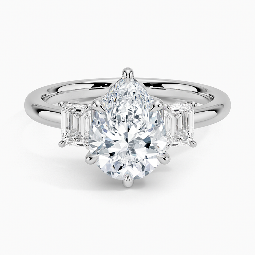 Rhiannon Emerald Cut Three Stone Diamond Engagement Ring