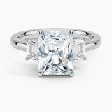 Rhiannon Emerald Cut Three Stone Diamond Engagement Ring