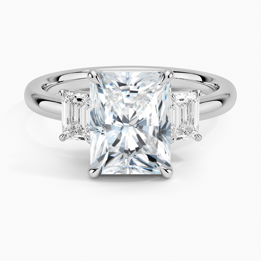 Rhiannon Emerald Cut Three Stone Diamond Engagement Ring