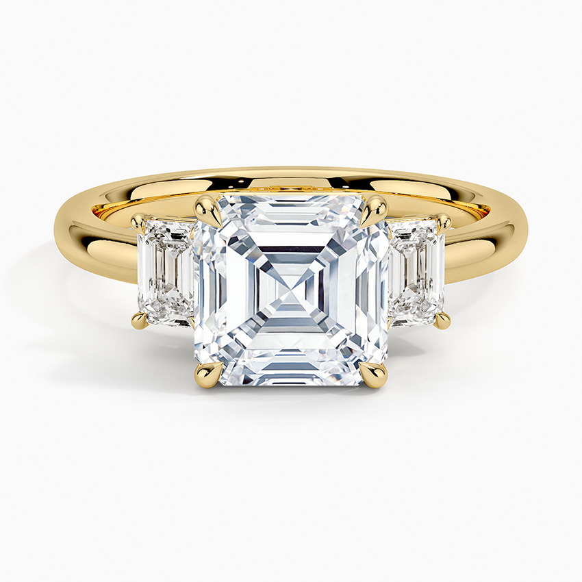 Rhiannon Emerald Cut Three Stone Diamond Engagement Ring