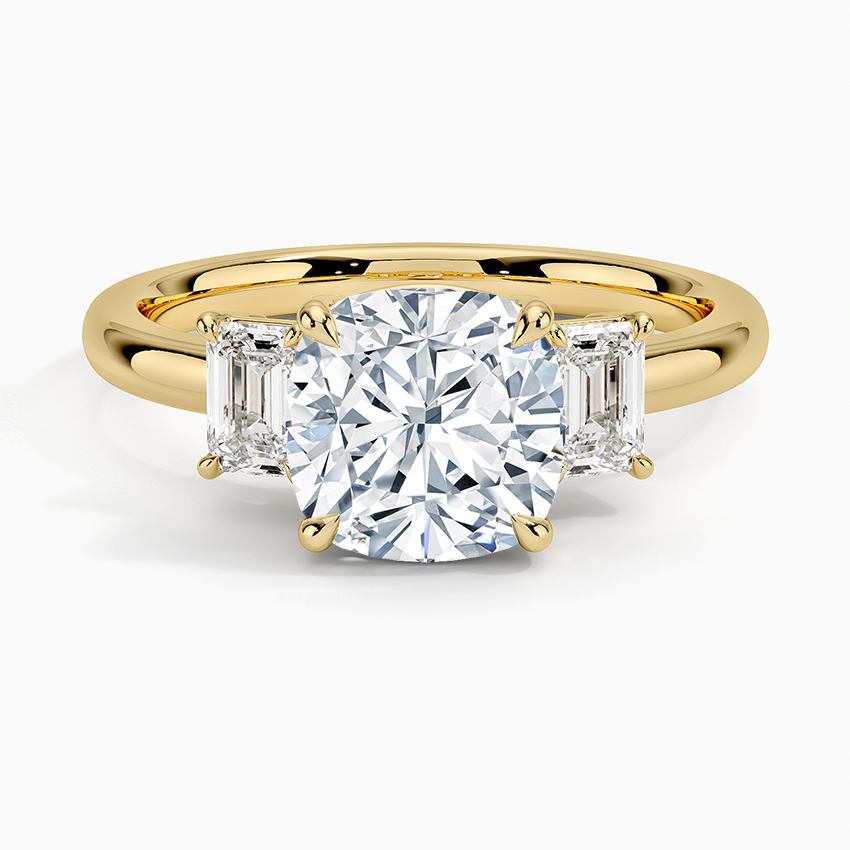 Rhiannon Emerald Cut Three Stone Diamond Engagement Ring