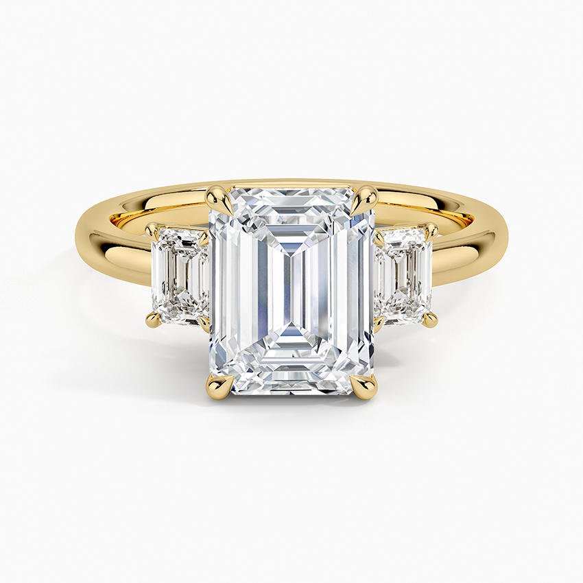 Rhiannon Emerald Cut Three Stone Diamond Engagement Ring