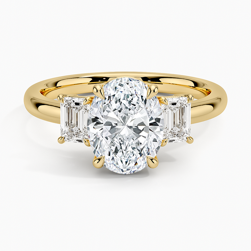 Rhiannon Emerald Cut Three Stone Diamond Engagement Ring