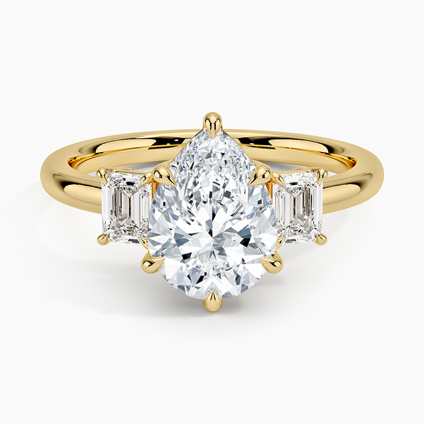 Rhiannon Emerald Cut Three Stone Diamond Engagement Ring