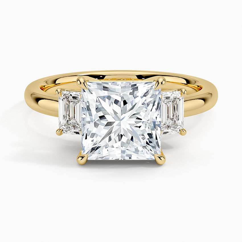 Rhiannon Emerald Cut Three Stone Diamond Engagement Ring