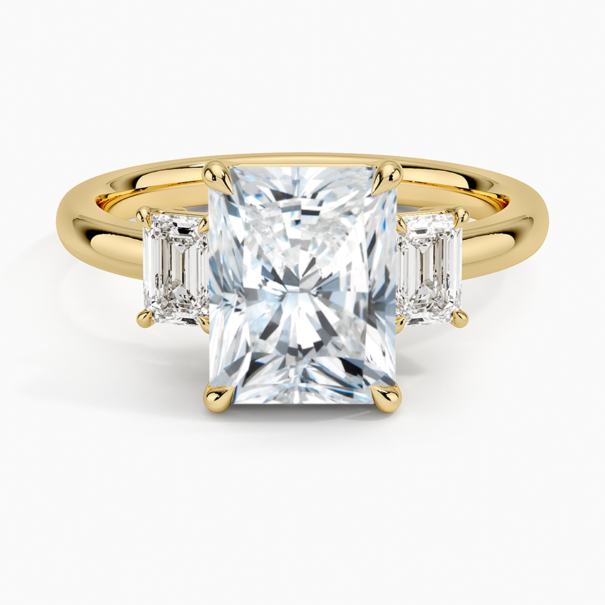 Rhiannon Emerald Cut Three Stone Diamond Engagement Ring