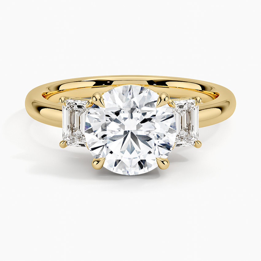 Rhiannon Emerald Cut Three Stone Diamond Engagement Ring
