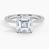 Elena Diamond Engagement Ring with a Asscher cut diamond in white gold — top view