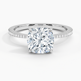 Elena Diamond Engagement Ring with a Cushion cut diamond in white gold — top view
