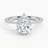 Elena Diamond Engagement Ring with a Pear cut diamond in white gold — top view